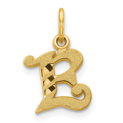 14k Yellow Gold Letter E Initial Charm Pendant for Women