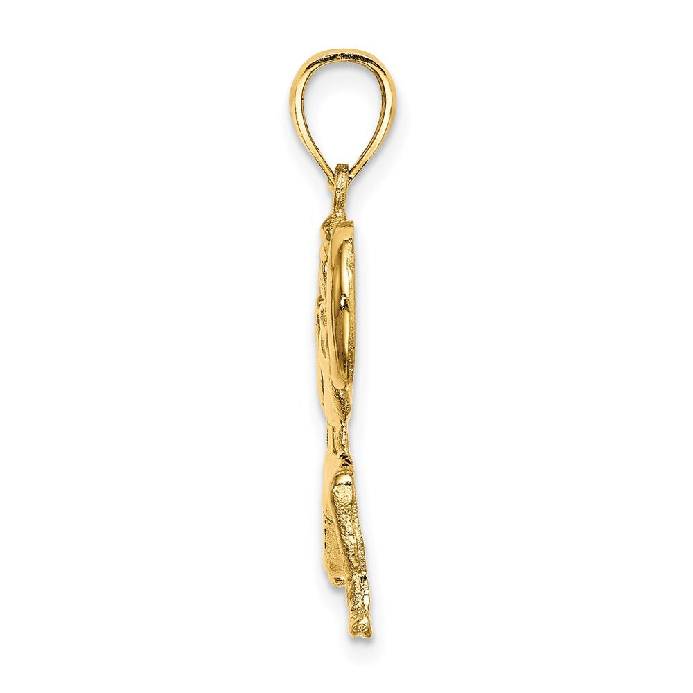 14k Yellow Gold Solid Polished Weightlifter Pendant for Women