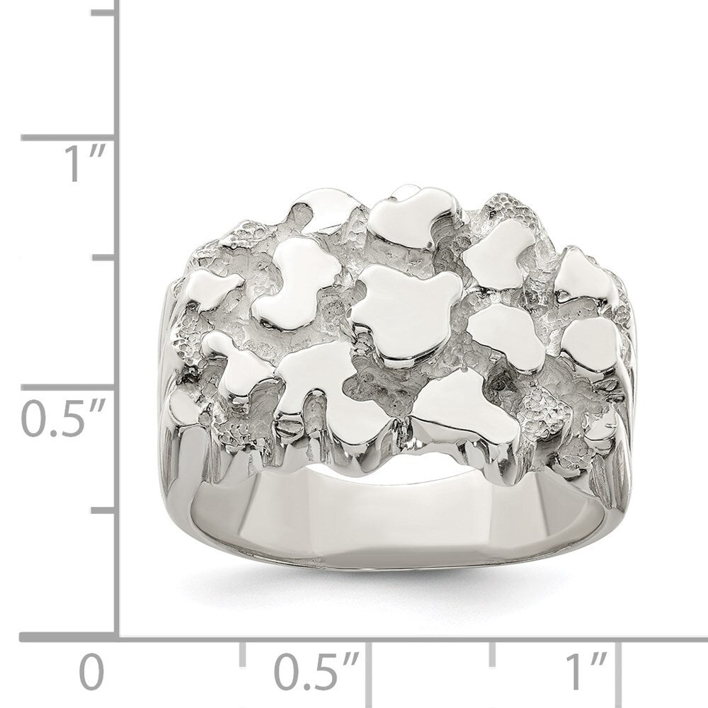 Sterling Silver Men's Nugget Ring Size 11