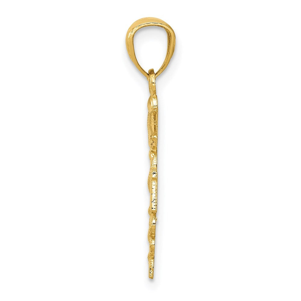 14k Yellow Gold Diamond-cut Polished RN Nurse Pendant
