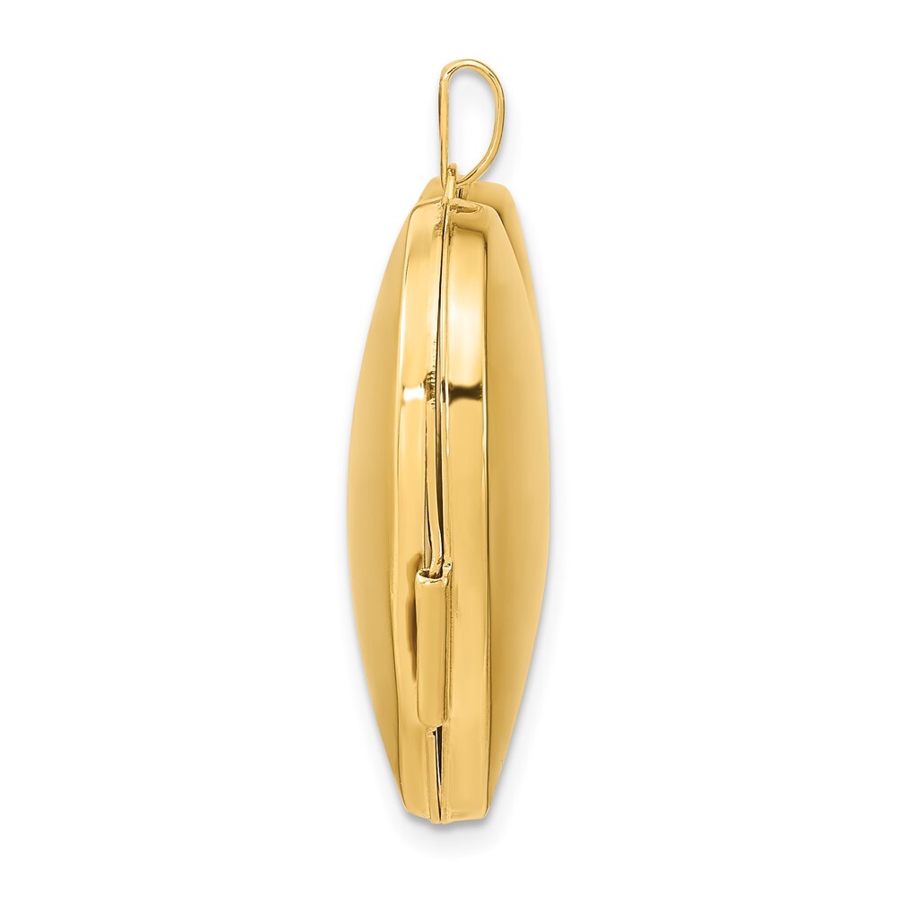 14k Yellow Gold With White Rhodium Wave Diamond 27mm Heart Locket Pendant