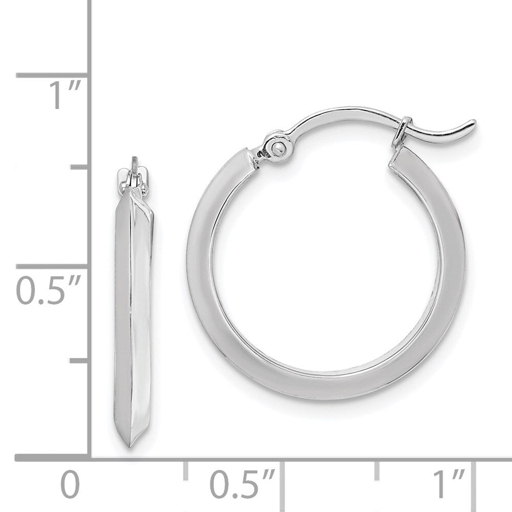 14K White Gold Polished Hoop Earrings Gift for Women