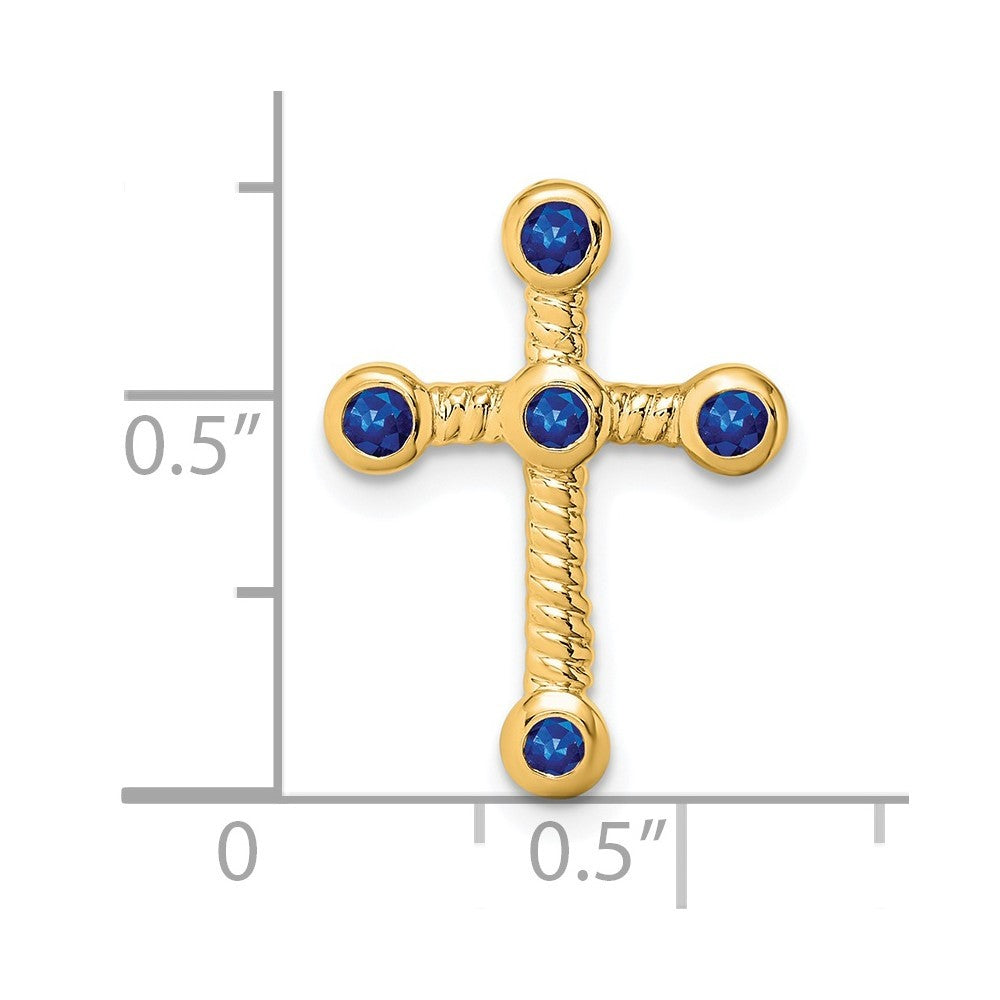 14k Yellow Gold Sapphire Cross Chain Slide