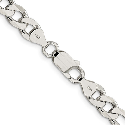 Sterling Silver 7.25mm Pav� Flat Figaro Chain