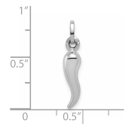14k White Gold Hollow Italian Horn Charm Pendant for Women