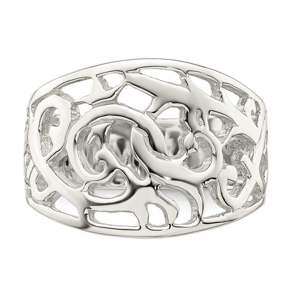 Sterling Silver Rhodium-plated Swirl Ring Size 7