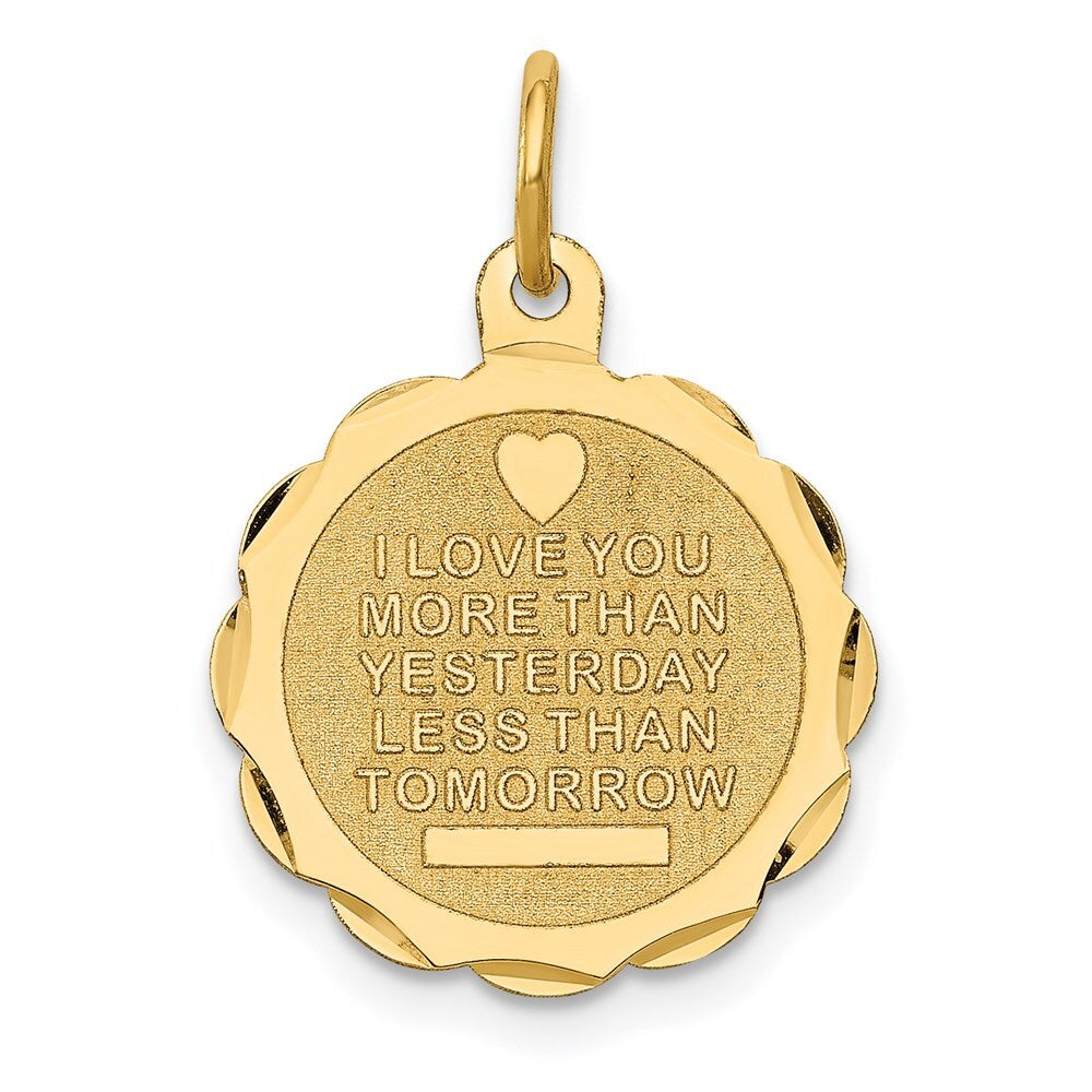 14k Yellow Gold Love Sentinment Engraveable Charm Pendant for Women