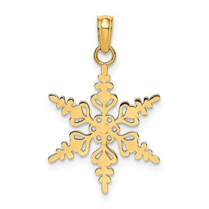 14k Yellow Gold Polished Snowflake Charm Pendant for Women