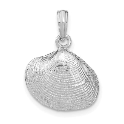 14k White Gold Medium Clam Shell Pendant for Women