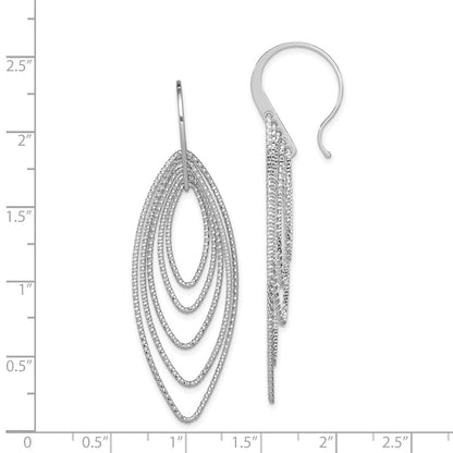 Sterling Silver Rhodium-plated Diamond-cut Multi Marquise Shape Dangle Earrings