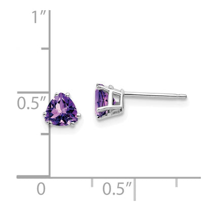 14k White Gold 5mm Trillion Amethyst Stud Earrings