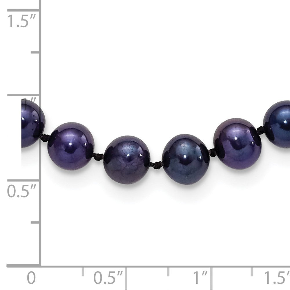 Sterling Silver Rhodium-plated 6-7mm Black Cultured Pearl Necklace 16"