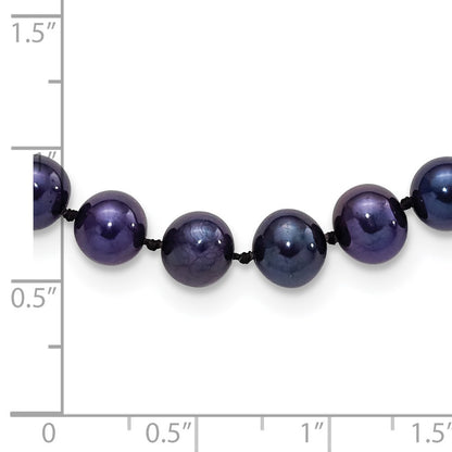 Sterling Silver Rhodium-plated 6-7mm Black Cultured Pearl Necklace 16"