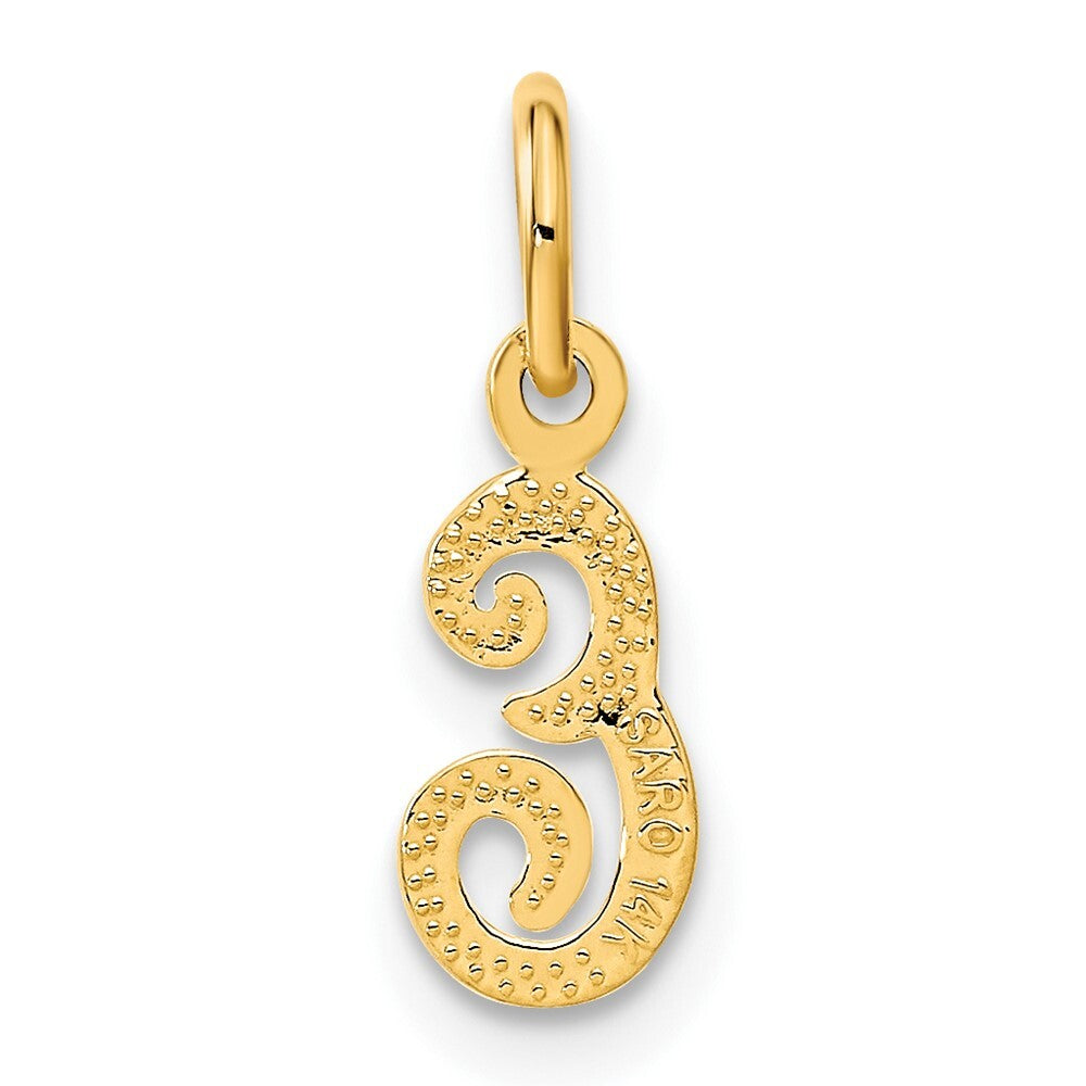 14k Yellow Gold Script Letter E Initial Charm Pendant for Women