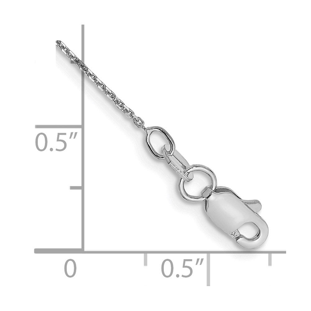 14K White Gold 10" .8mm Diamond-cut Round Open Link Cable Anklet
