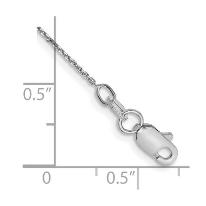 14K White Gold 10" .8mm Diamond-cut Round Open Link Cable Anklet