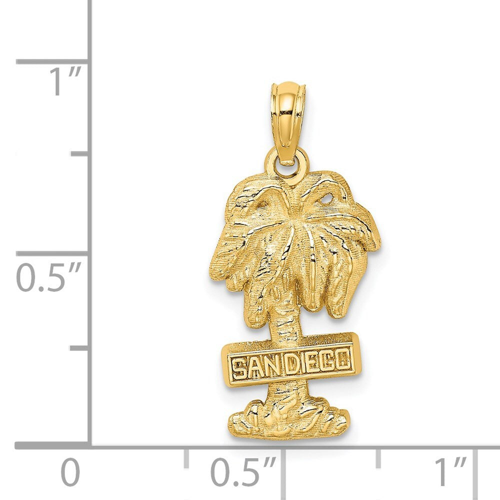 14k Yellow Gold SAN DIEGO Palm Tree Charm Pendant for Women