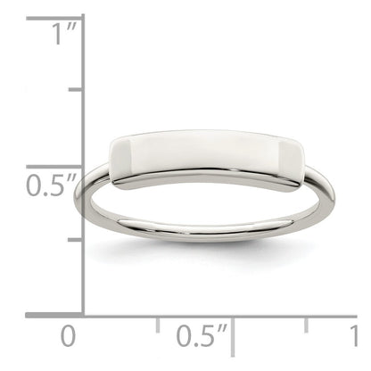 Sterling Silver Polished Engraveable Top Ring Size 6