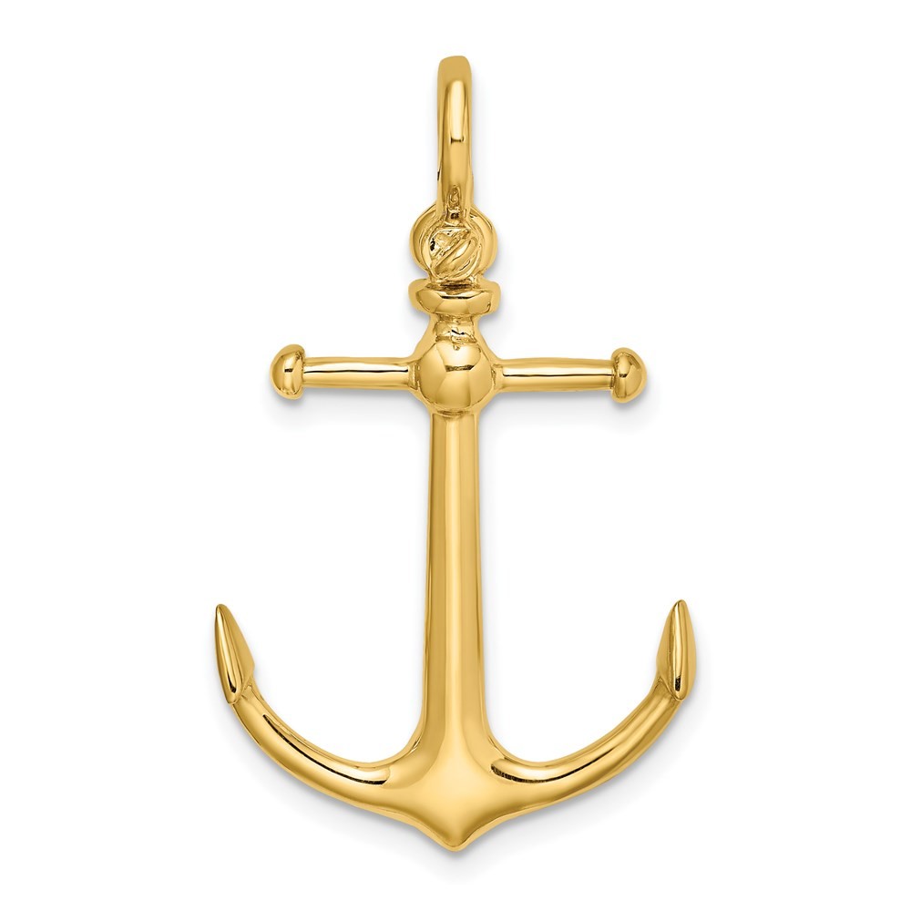 14k Yellow Gold 3-D Anchor Shackle Bail Charm Pendant