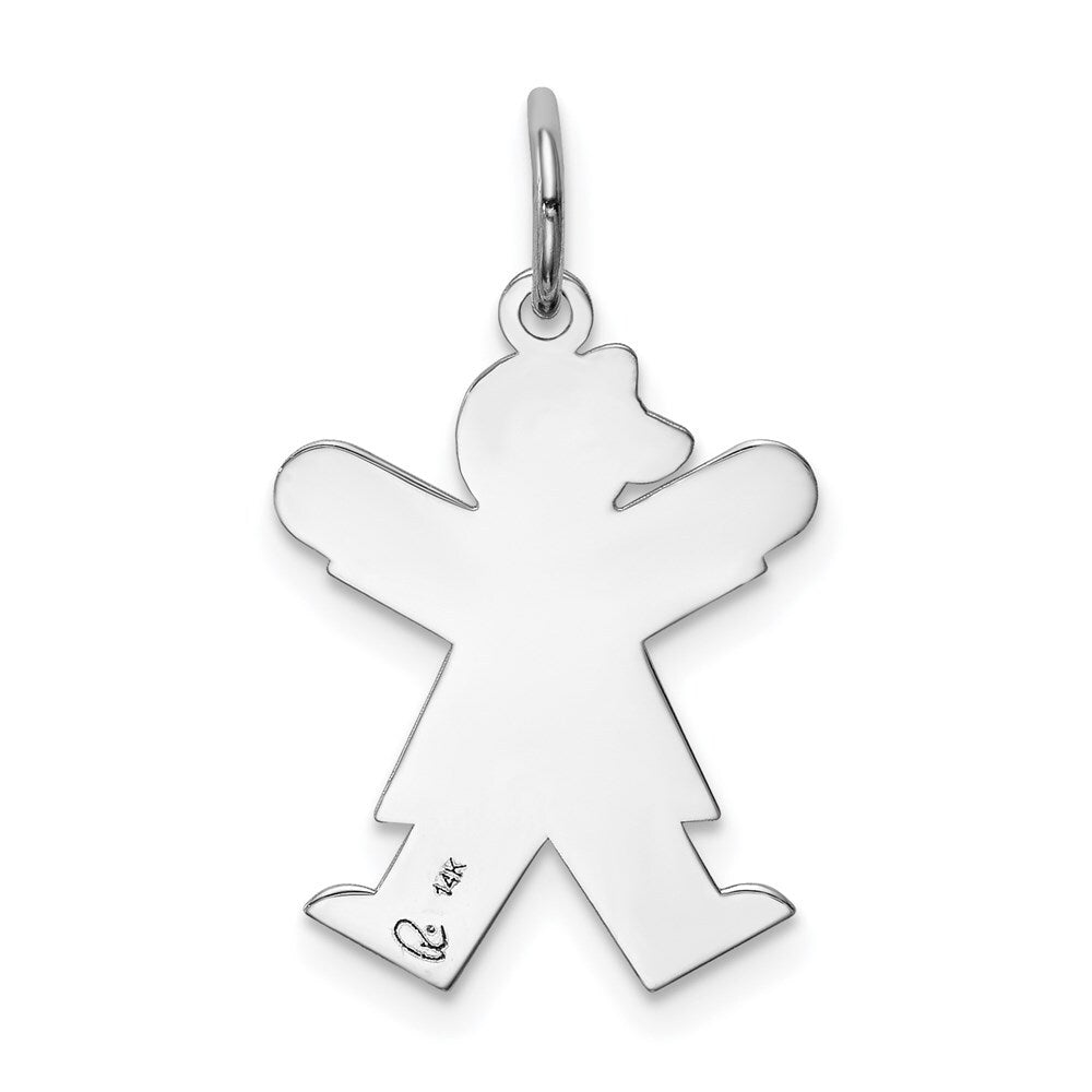 14k White Gold Kid Charm Pendant for Women