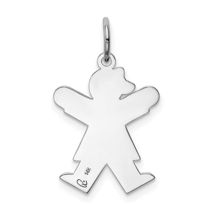 14k White Gold Kid Charm Pendant for Women