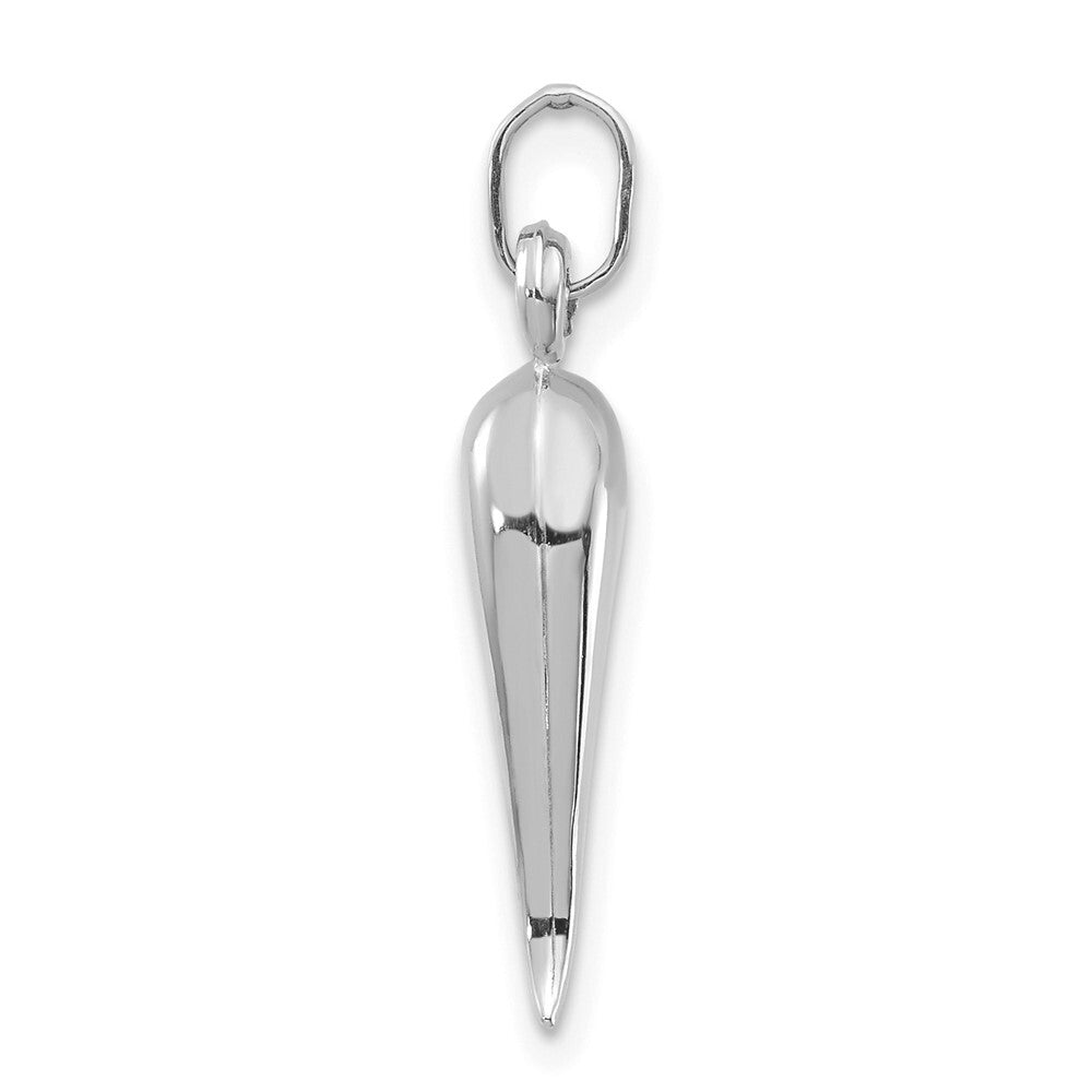 14k White Gold 3D Italian Horn Charm Pendant for Women