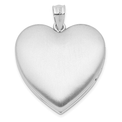 Sterling Silver 24mm Diamond-cut Footprints Ash Holder Heart Locket