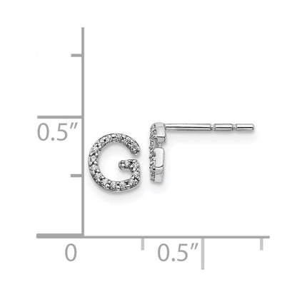 14k White Gold Diamond Initial G Stud Earrings Gift for Women