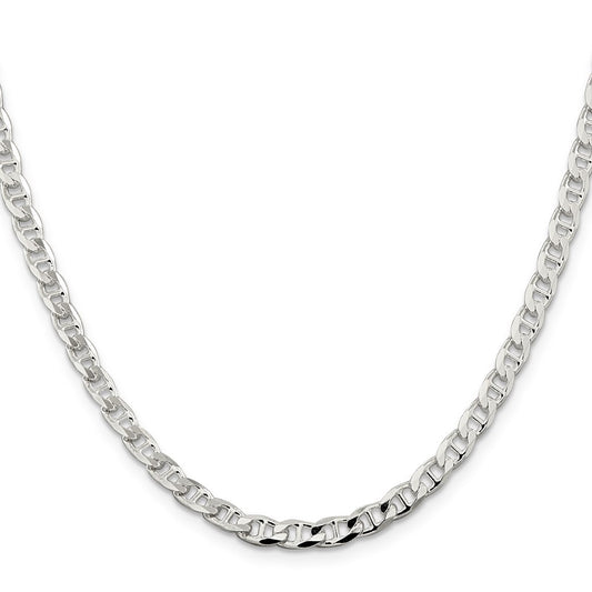 Sterling Silver 4.65mm Diamond-Cut Flat Anchor Curb Chain Necklace