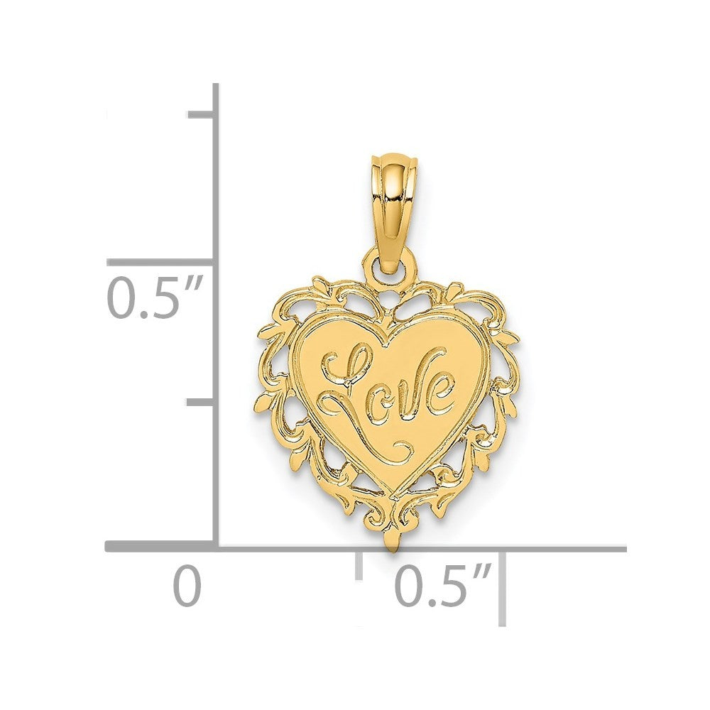 14k Yellow Gold LOVE In Heart Charm