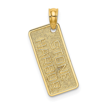 14k Yellow Gold Textured STONE HARBOR License Plate Pendant for Women