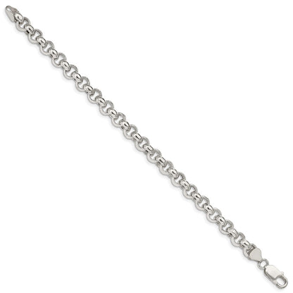 Sterling Silver 7.75mm Semi-solid Rolo Chain Bracelet