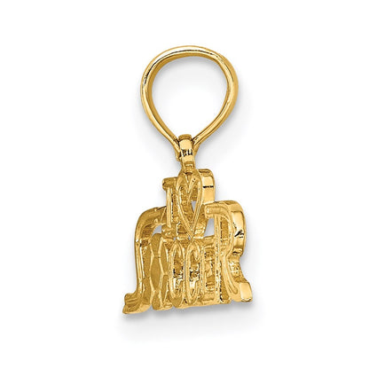 14k Yellow Gold I HEART SOCCER Charm