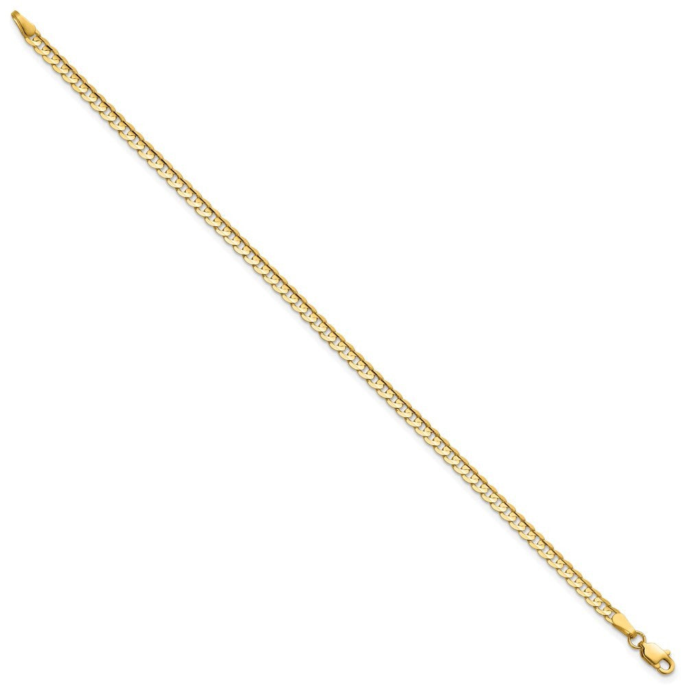 14k Yellow Gold 7 inch 3mm Open Concave Curb Bracelet