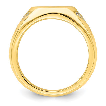 Sterling Silver CZ Gold-tone Signet Ring Size 8