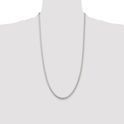 Sterling Silver Rhodium-plated 3mm Round Spiga Chain