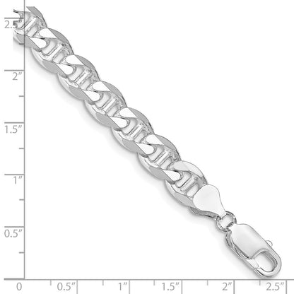 Sterling Silver Rhodium-plated 8.25mm Diamond-Cut Flat Anchor Curb Chain