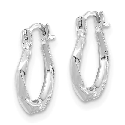 14K White Gold Polished Twist Hoop Earrings Gift for Women