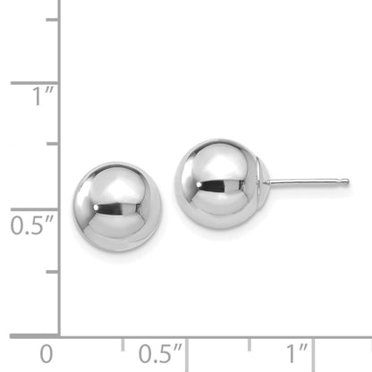 14k White Gold Polished 9mm Ball Stud Earrings Gift for Women