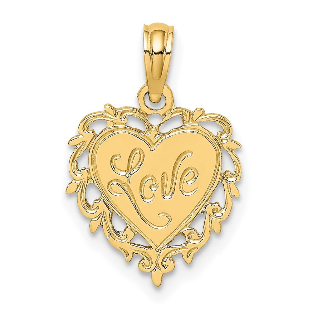 14k Yellow Gold LOVE In Heart Charm