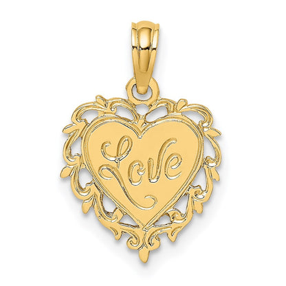 14k Yellow Gold LOVE In Heart Charm