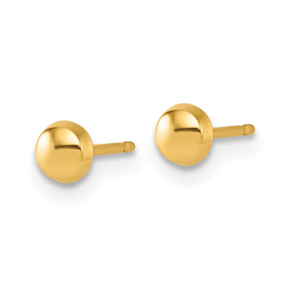 14k Yellow Gold Polished 4mm Button Earrings