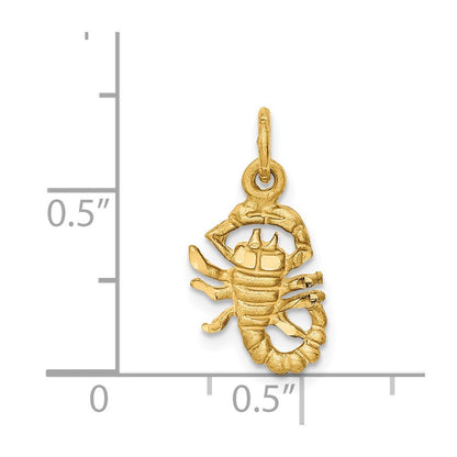 14k Yellow Gold Satin Diamond-cut Scorpio Zodiac Charm