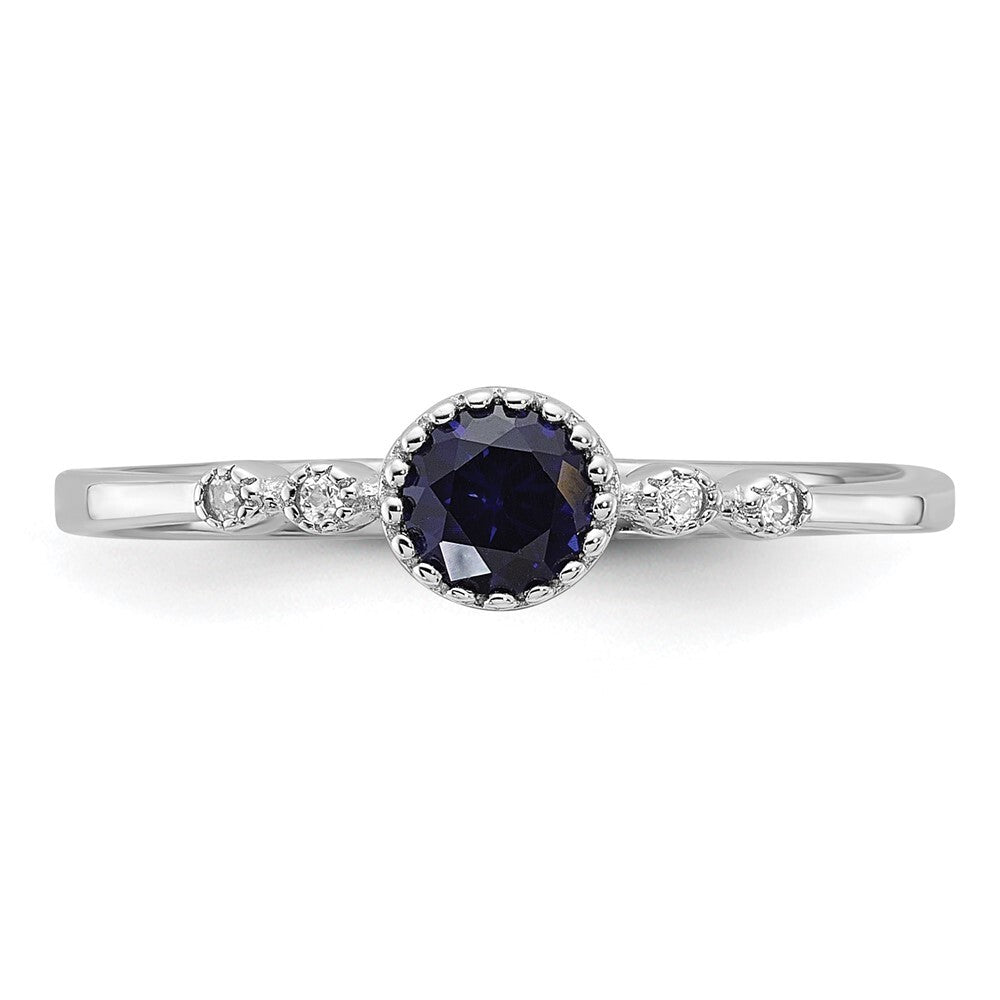 Sterling Silver Rhodium-plated .43CrBlue Spinel .02Cr WSA Ring Size 7