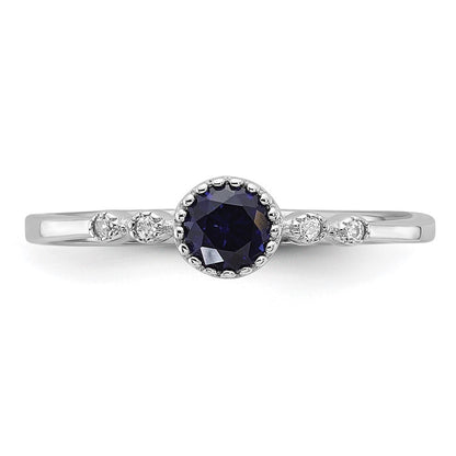 Sterling Silver Rhodium-plated .43CrBlue Spinel .02Cr WSA Ring Size 7