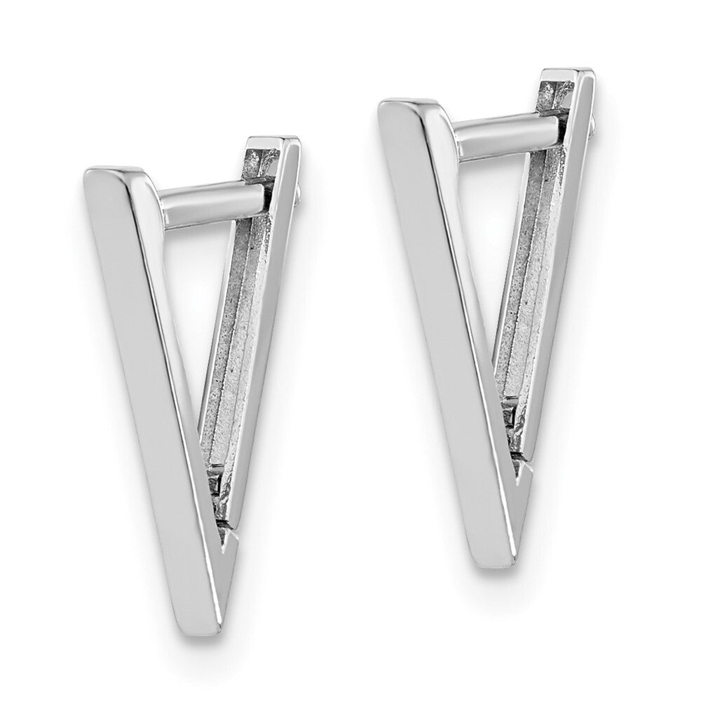 14K White Gold Polished Triangle Hoop Earrings Gift for Women
