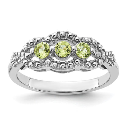 Sterling Silver Rhodium-plated Peridot Ring Size 7