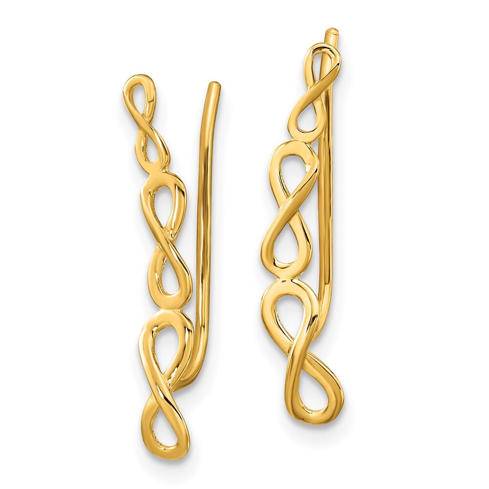 14k Yellow Gold Gold Polished Infinity Ear Climber Stud Earrings Gift for Women