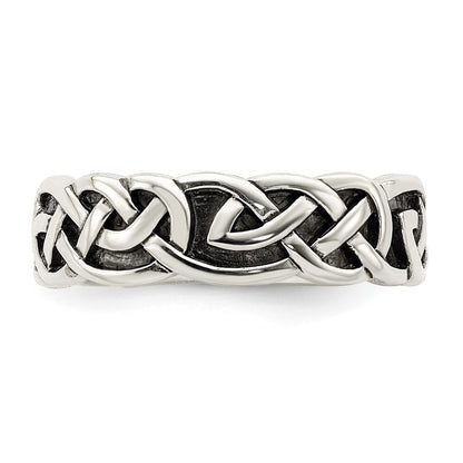 Sterling Silver Antiqued Celtic Knot Band Size 8