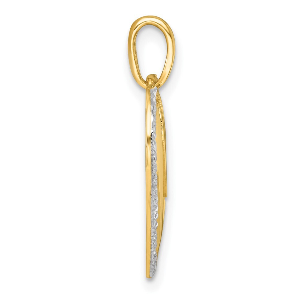 14k Yellow Gold with White Rhodium Polished LOVE In Heart Charm Pendant